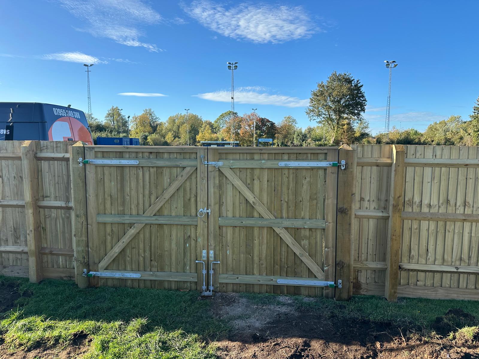 Timber Boundary Fencing and Double Gate Installation in Stony Stratford